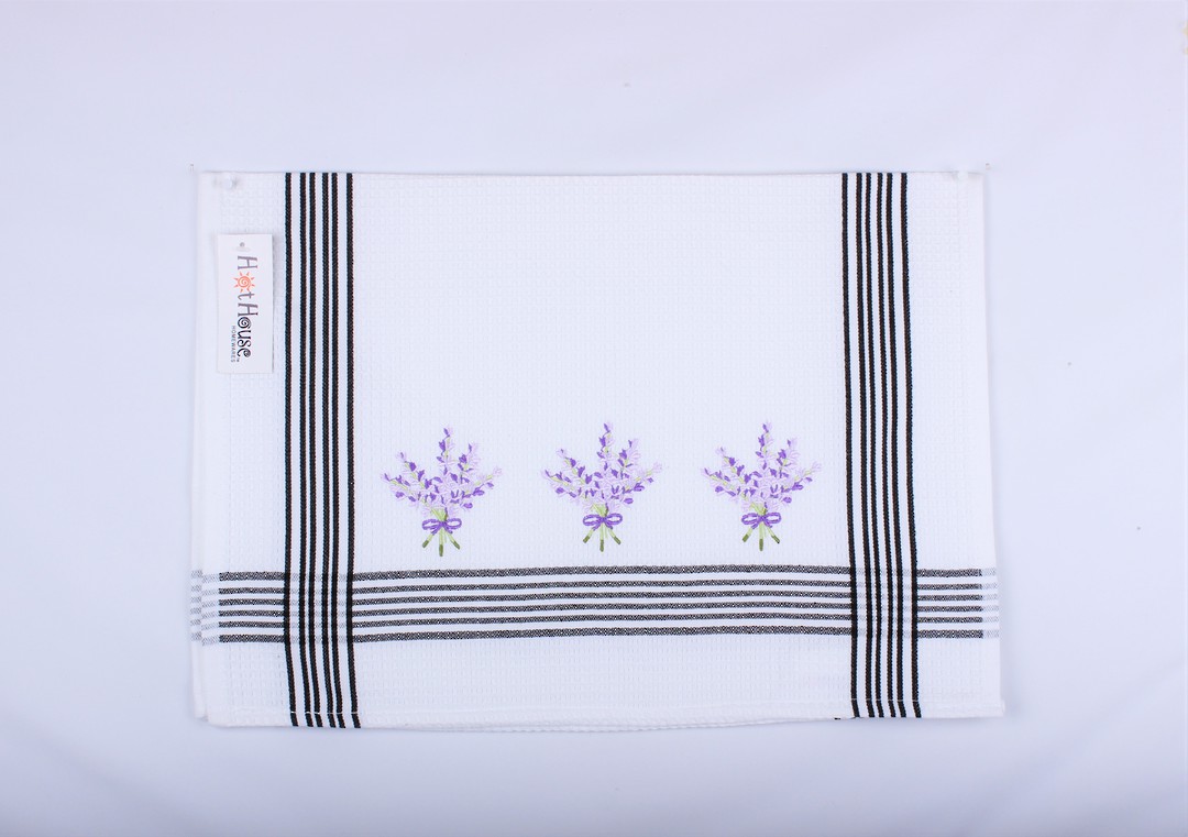 "Lavender" embroidered tea towel. CODE: T/T-LAV. image 0